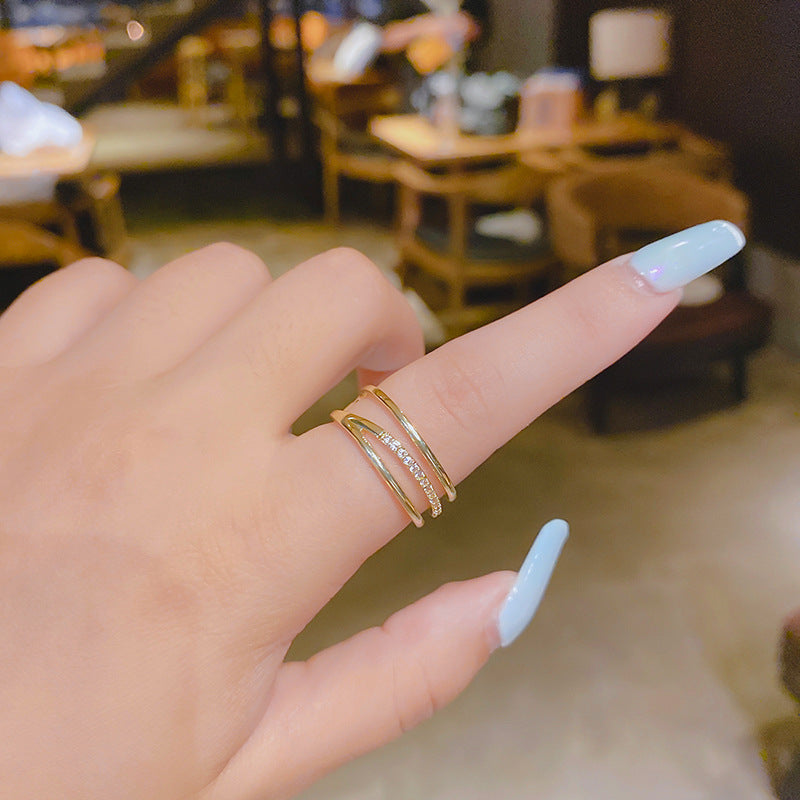 Women's Real Gold Plating Color Retention Micro Setting Design Rings