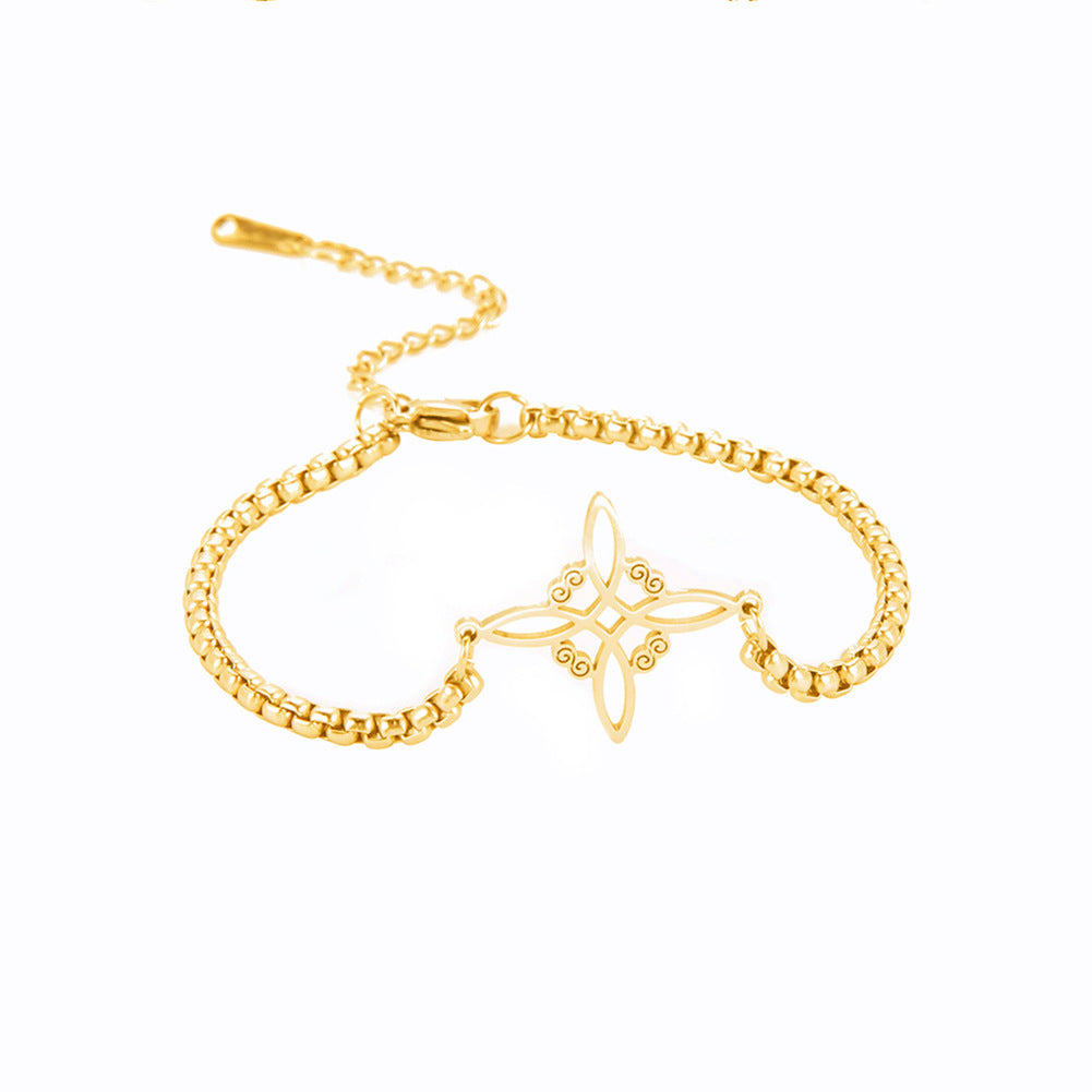 Steel Box Chain Cut Hollow Witch Knot Bracelets