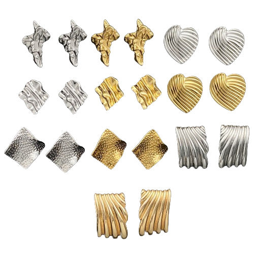 Women's Titanium Steel Pleated Geometric Irregular Round Rings