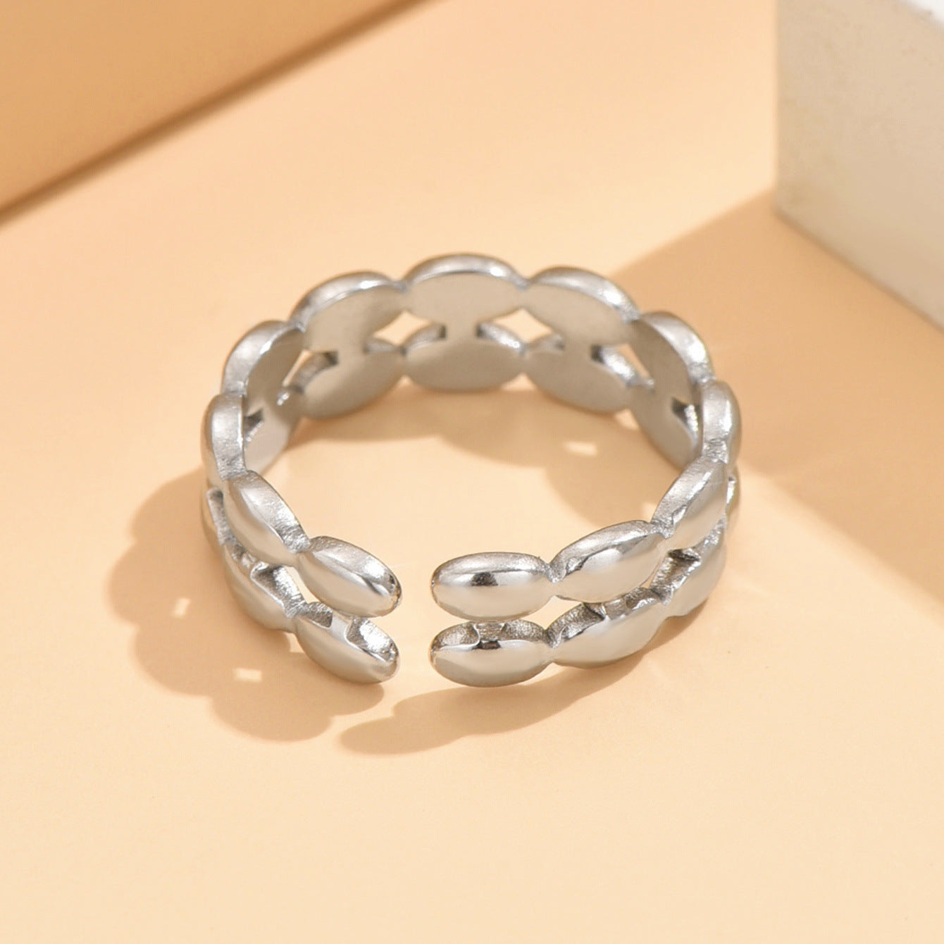 French Retro Double Row Oval Adjustable Rings