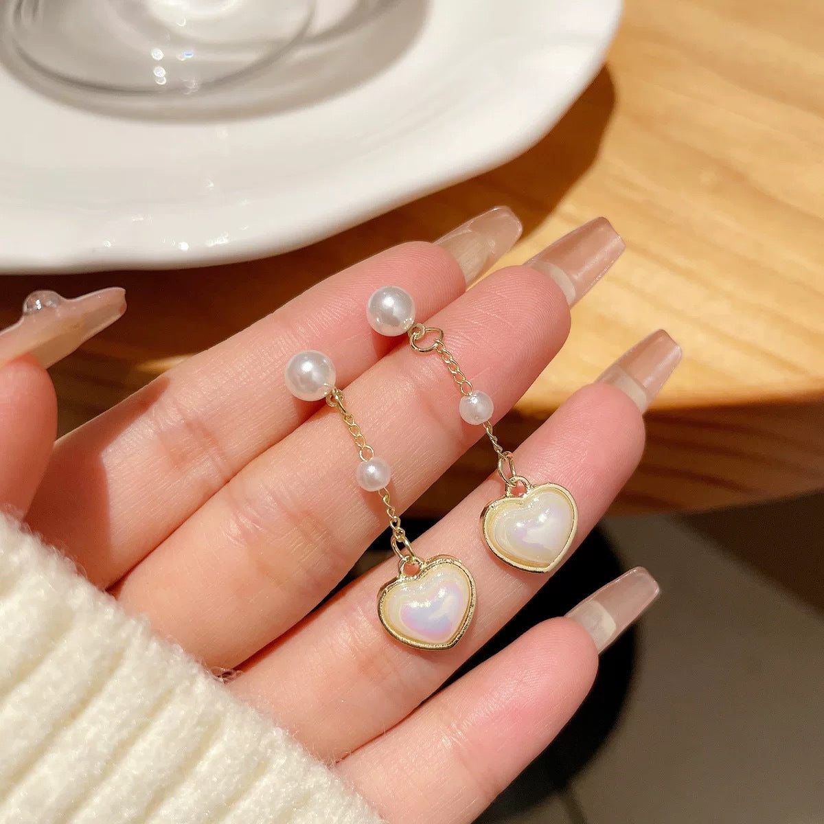 Women's Sier Needle Korean Style French Temperamental Pearl Earrings
