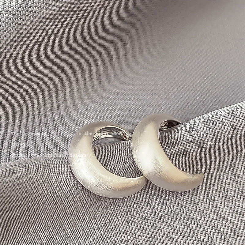 Metal Pleated Geometric Simple Minority Sier Series Earrings