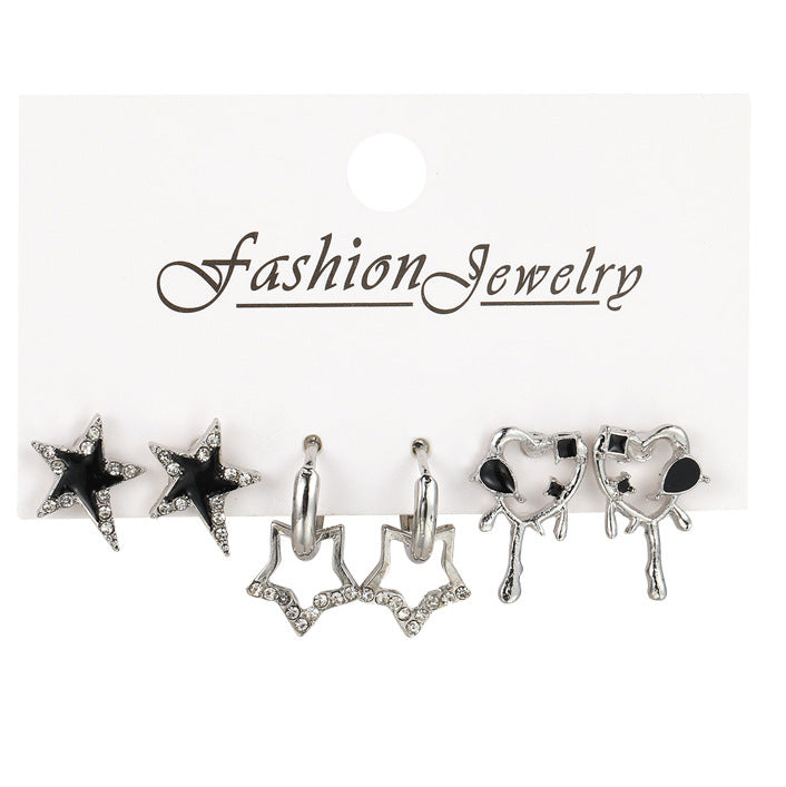 Women's Creative Dark Love Heart Niche Design Earrings