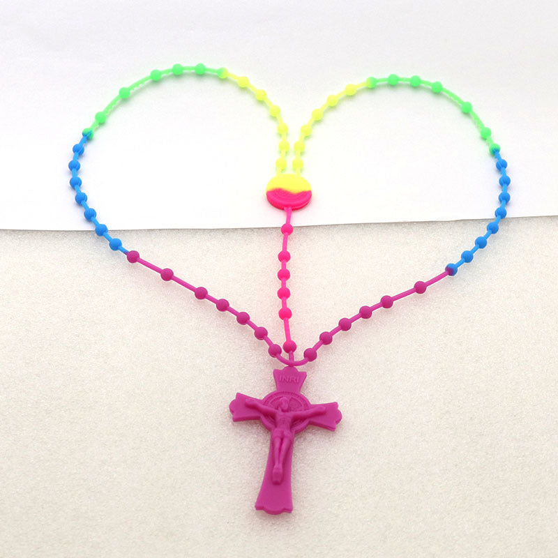 Flexible Glue Color Luminous Fluorescence Rosary Necklaces