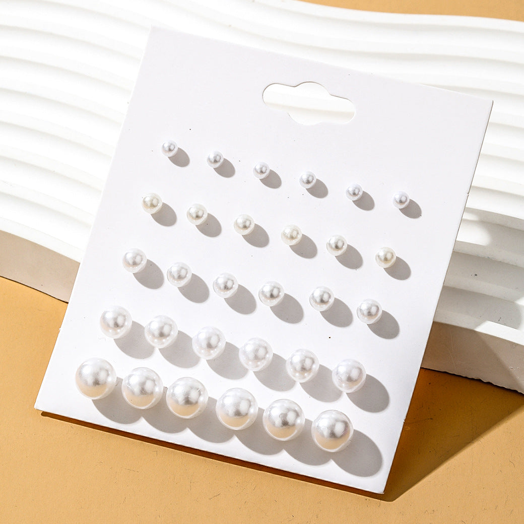Women's Geometry Pattern Ear One Card Commuter Imitation Pearl Earings Earrings