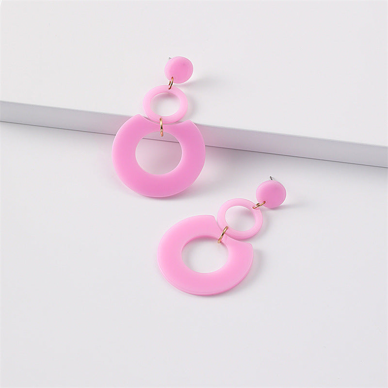 Women's Round Stitching Cellulose Acetate Sheet Texture Earrings
