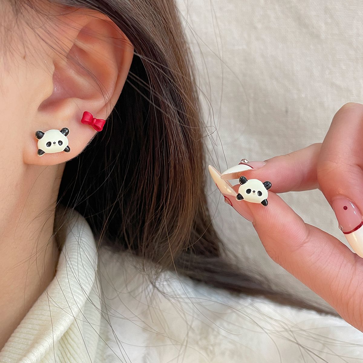 Women's & Children's Animal Festive Red Cute Sier Needle Small Earrings