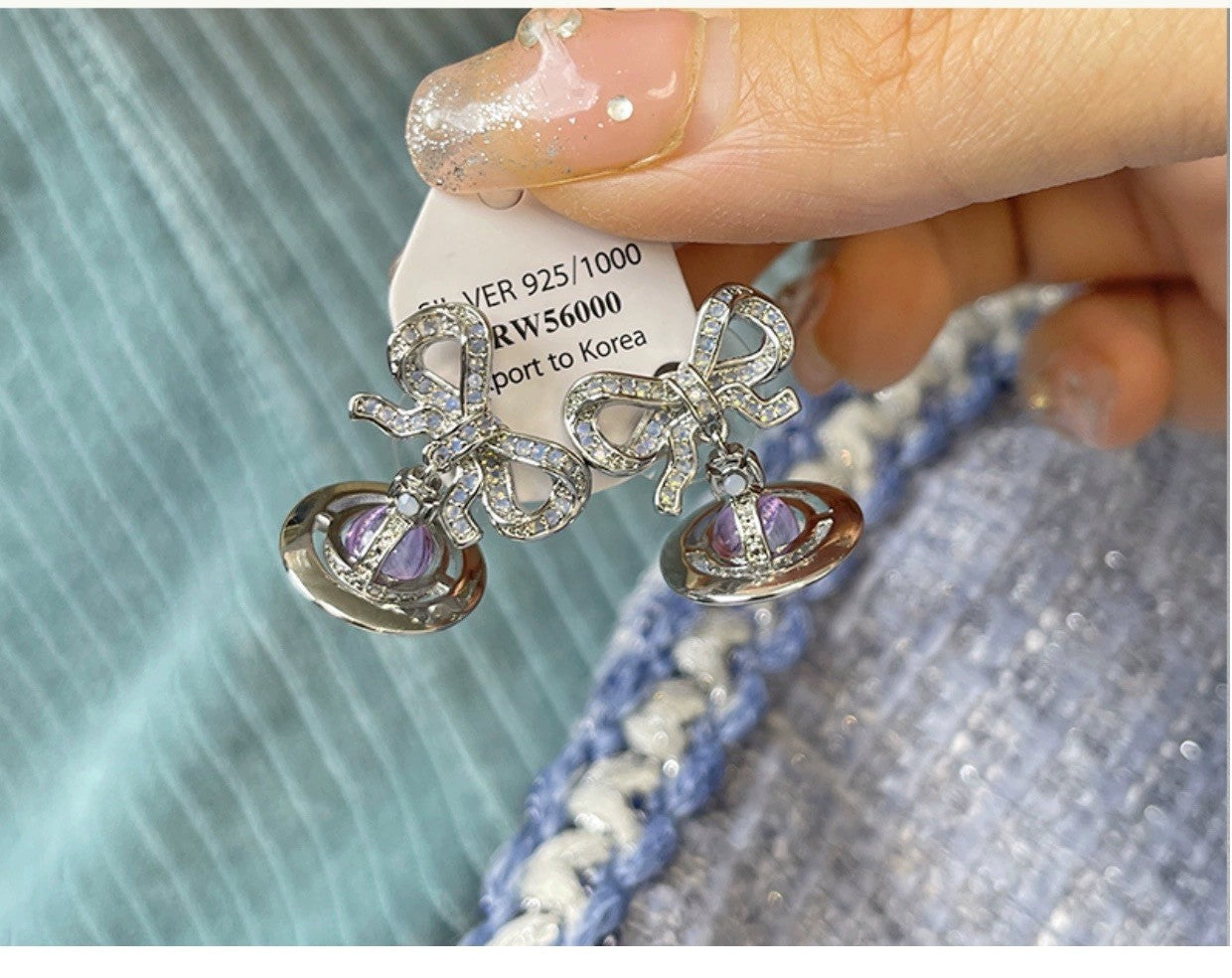 High Quality Opal Purple Ufo Bow Necklaces