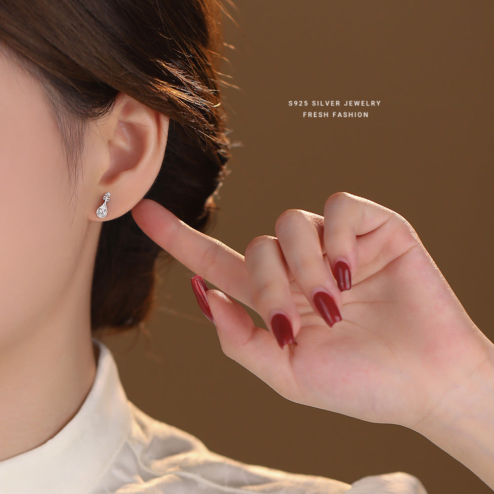 Women's Sier Pipa Fan Chinese Style Fashion Elegant Ethnic Earrings