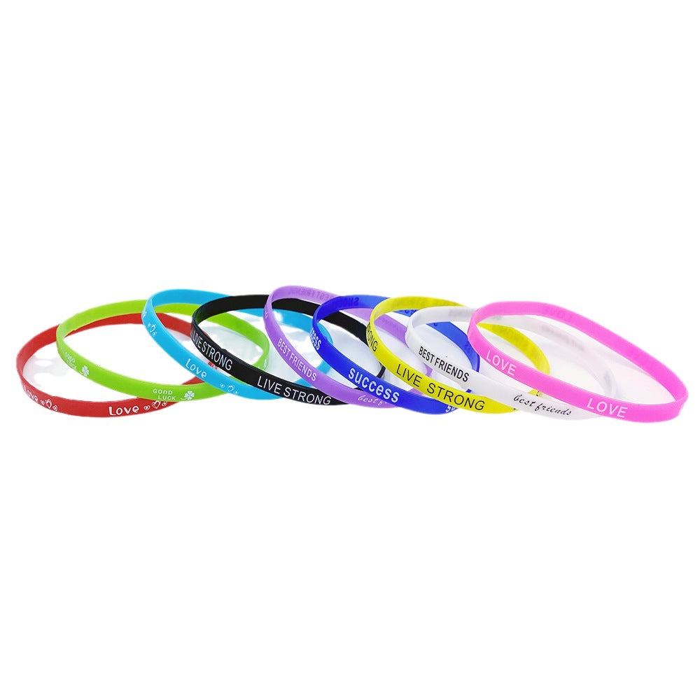 Color Sports Style With Letters Fashion Printing Rubber Bracelet