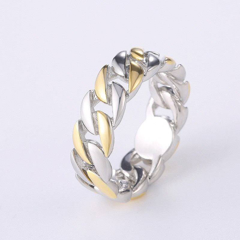 Men's Shi Copper Plating Two-color Chain Fashion Rings