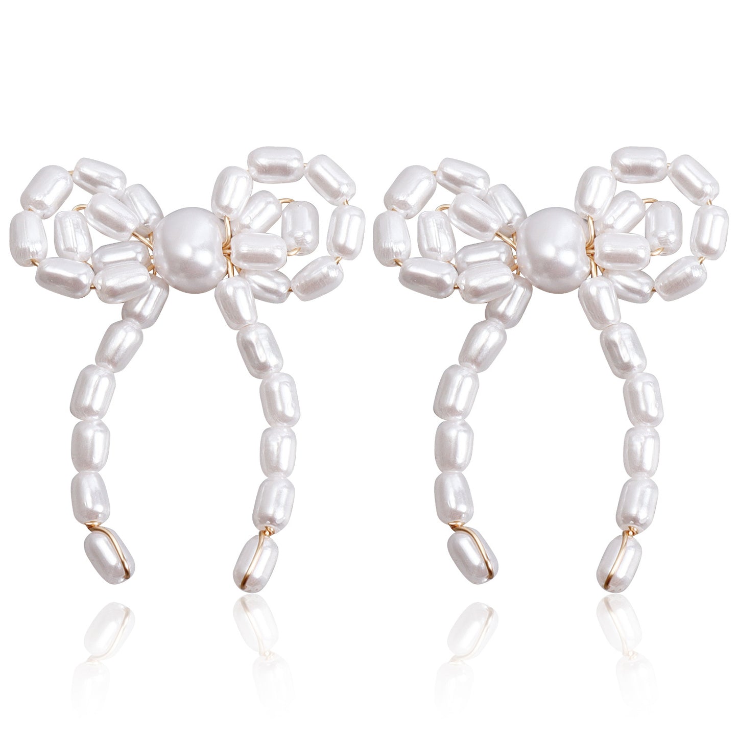 Women's Ornament Retro Imitation Pearl Bowknot Floral Earrings
