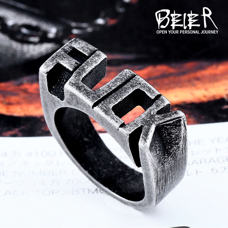 Men's Simple Personality Letter Stainless Steel Ornament Vintage Rings