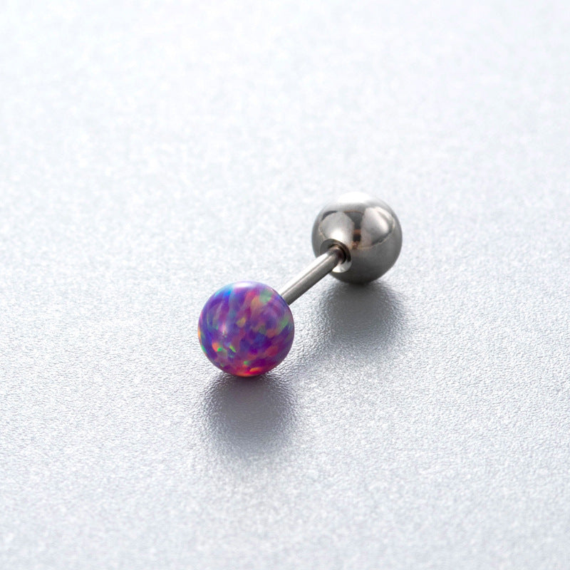 Henson Opal Titanium Steel Ear Bone Pin Double-headed Screw Earrings