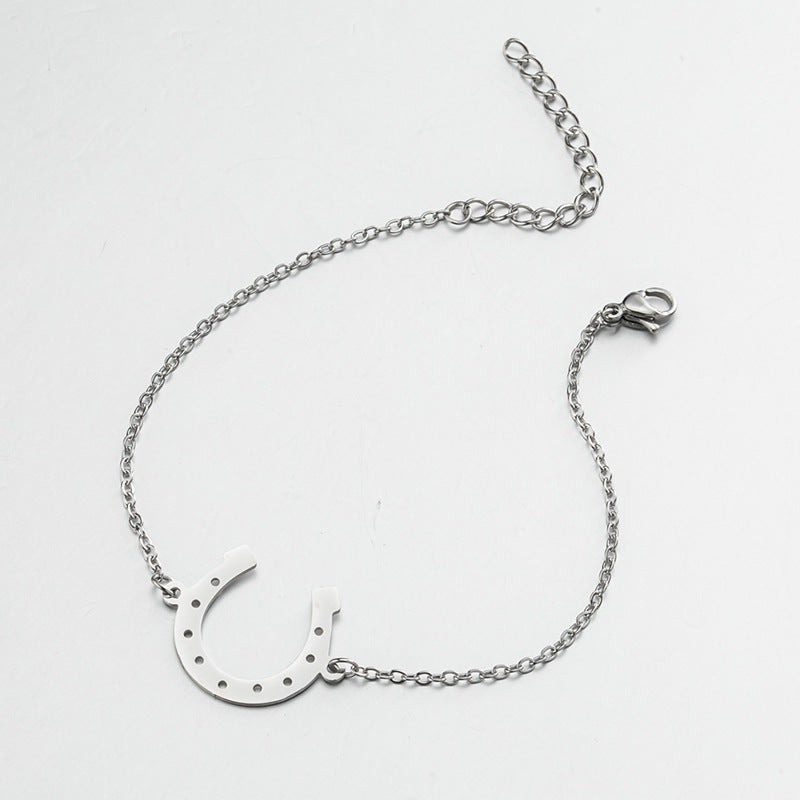 Women's Light Luxury Stainless Steel Gold Simple Lucky Horseshoe Bracelet