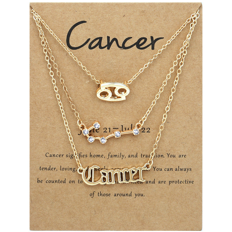Constellations Suit Retro Alphabet Symbol Diamond Necklaces