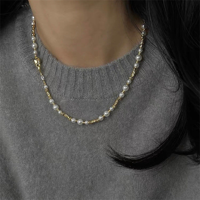 Cool Sier Gray Pearl Cut Flower Light Luxury Necklaces