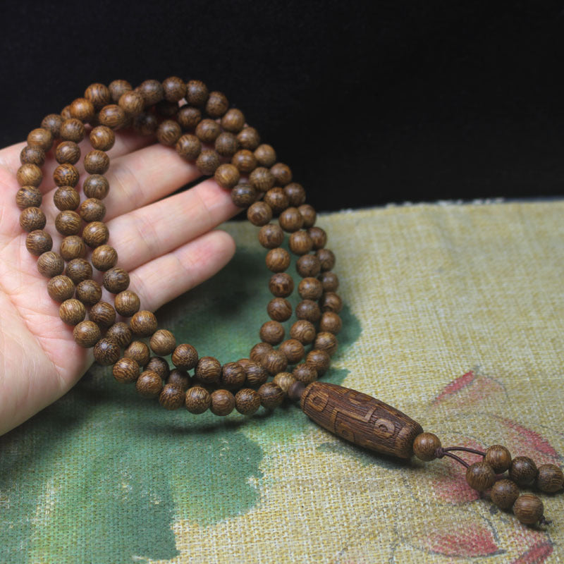 Natural Eaglewood White Round Beads Buddha Bracelet