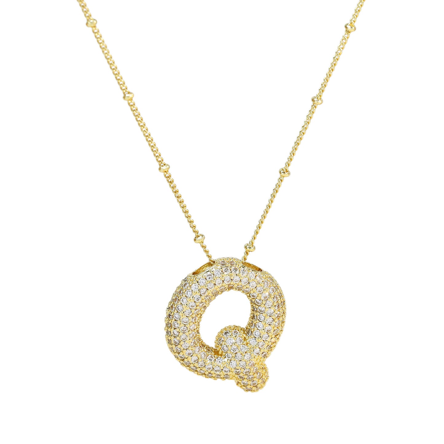 Women's Brass Zircon Bubble Balloon Letter Chubby Necklaces