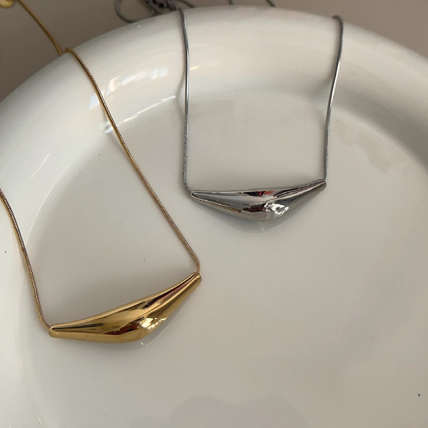Women's Elbow Design Titanium Steel Gold Plated Necklaces