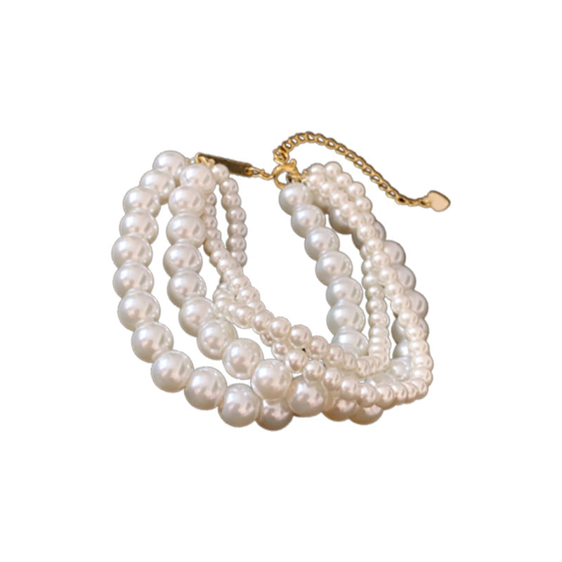 Four Rows Imitation Pearl French Retro Fashion Elegance Necklaces