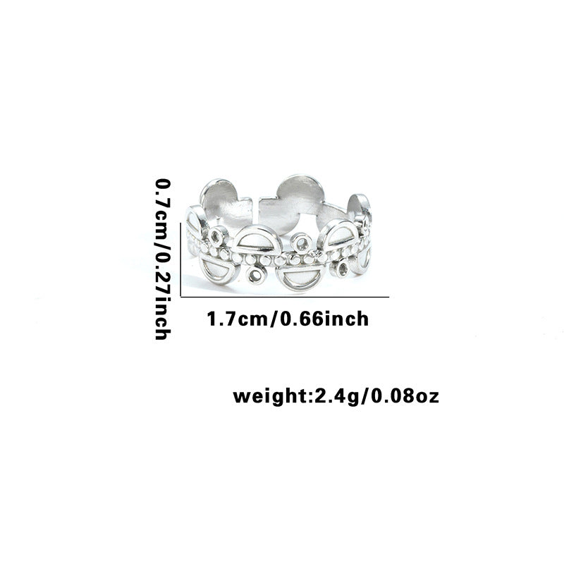 Minority Flower V-shaped Design Irregular Geometric Hollow Rings