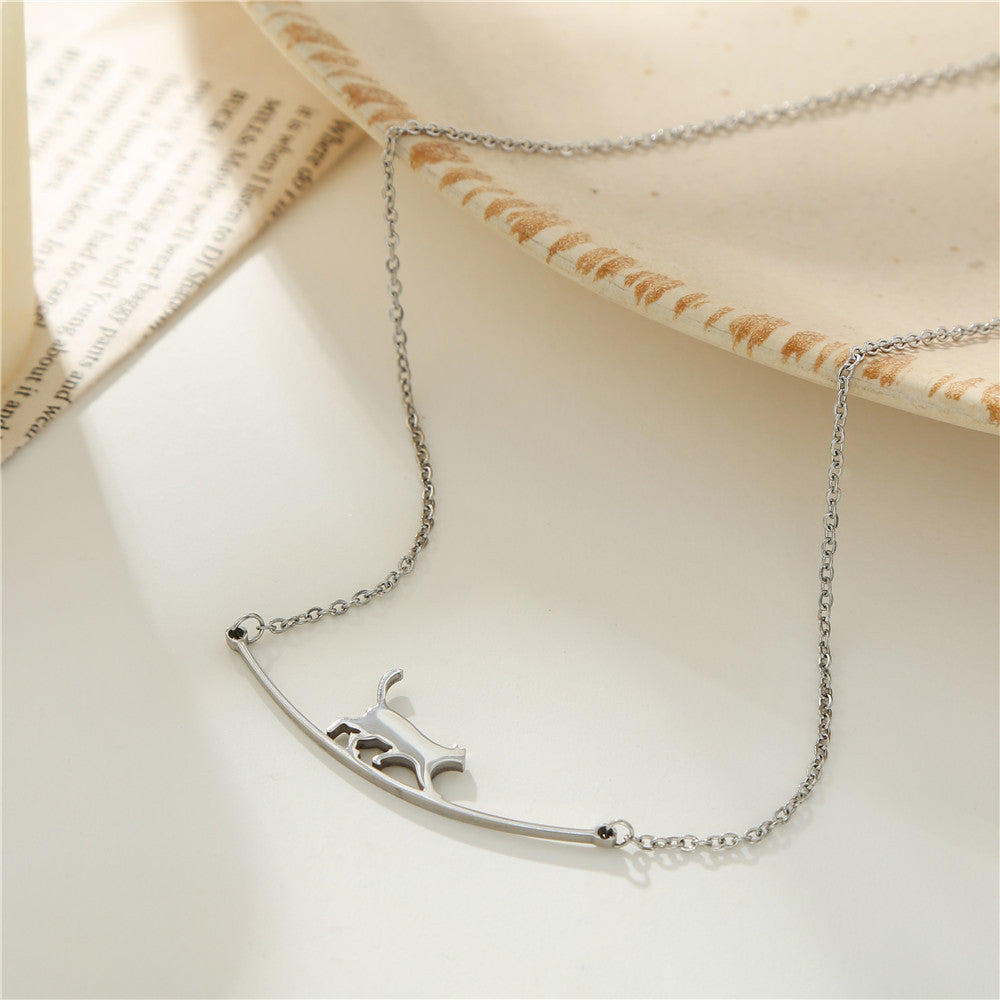 Eaves Cat Artistic Fresh Titanium Steel Clavicle Chain Female Necklace