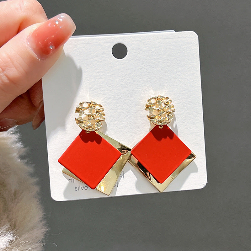 Women's Big Diamond Geometric Niche Design Trendy Earrings