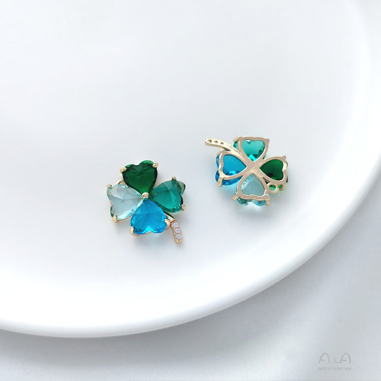 Micro Inlaid Zircon Gold Color Zirconium Four-leaf Rings