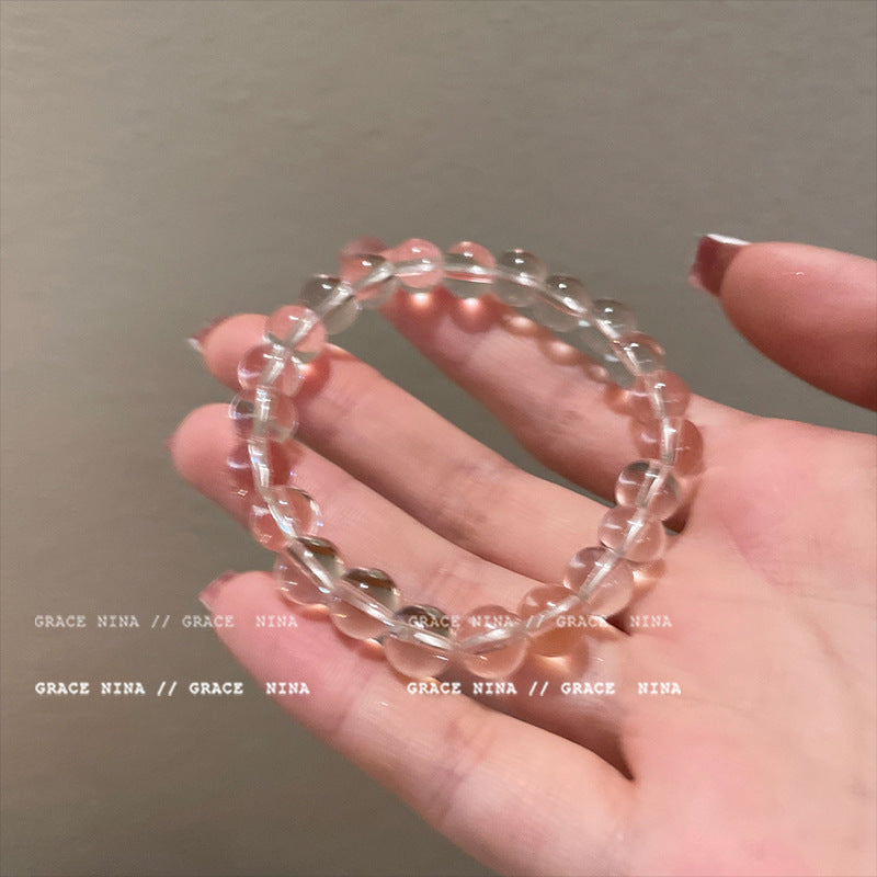 Women's Sweet Bubble Pink Ice Transparent Beaded Bracelet