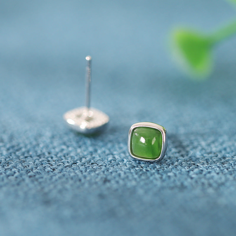 Women's Sterling Sier Turquoise Square Southern Red Agate Earrings