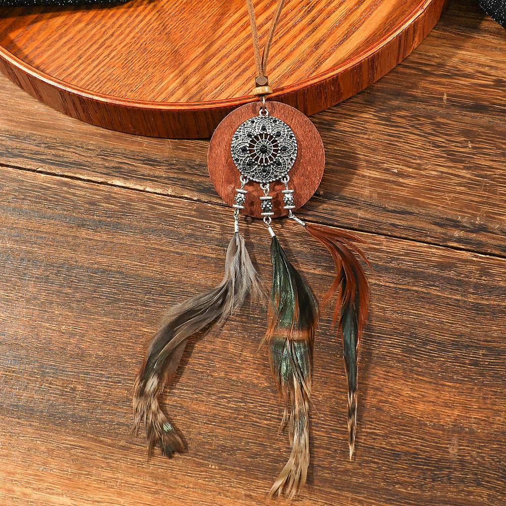 Sweater Chain Hand-woven Feather Scenic Spot Necklaces