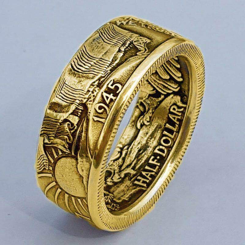 Brocade Antique Coin Morgan Dollar Carved Rings