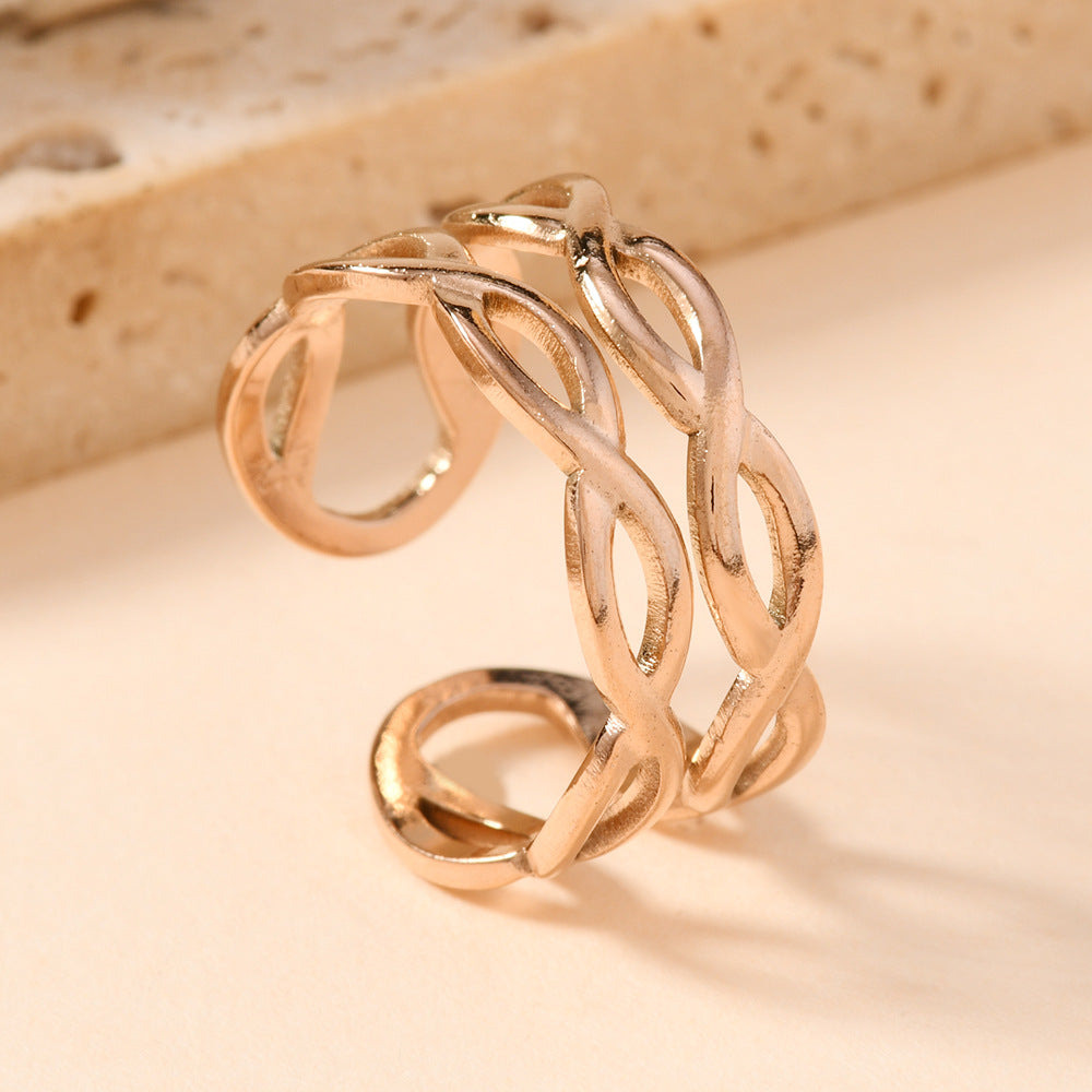 Line Cross Female Oil Pressure Double Twisted Rings