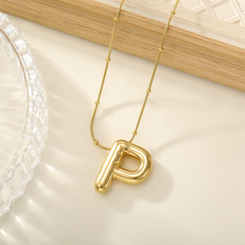 Women's Trendy Bubble Letter Colorfast Titanium Steel Design Pendants