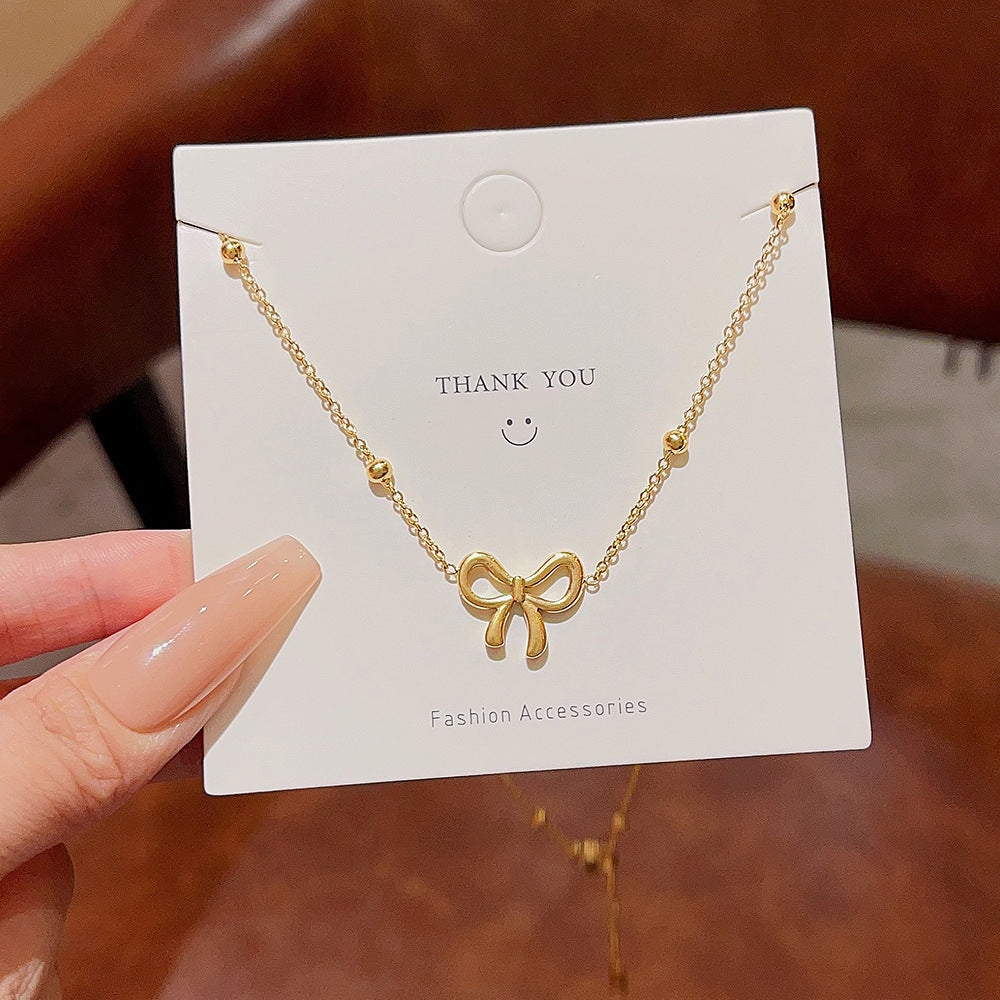 Women's Bow Titanium Steel Light Luxury High-grade Necklaces