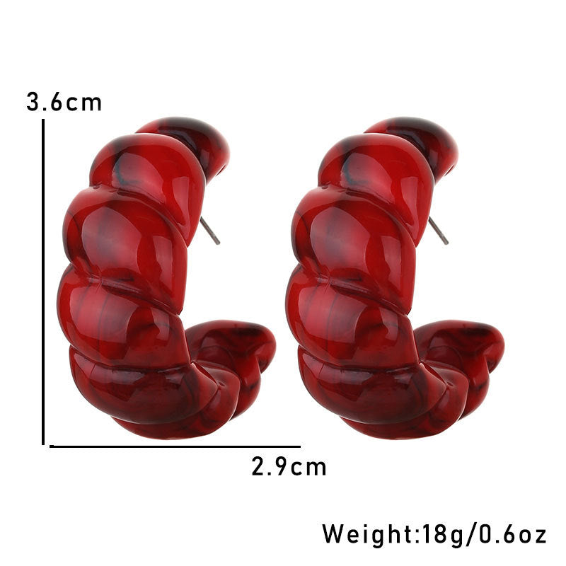 Women's Christmas For Vintage Wine Red Acrylic Earrings
