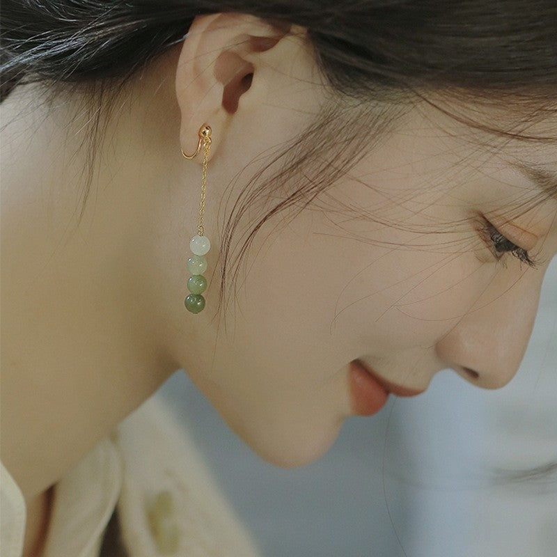 Jade Light Luxury High-grade Ear Clip Mosquito Earrings