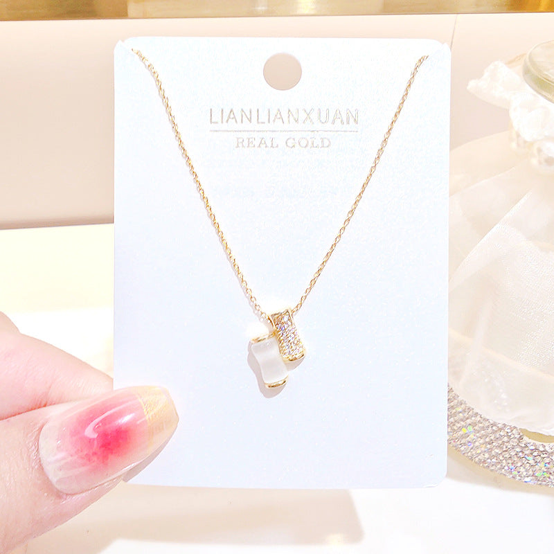 Women's Copper Summer High-grade Simple Refined Zircon Gold Necklaces