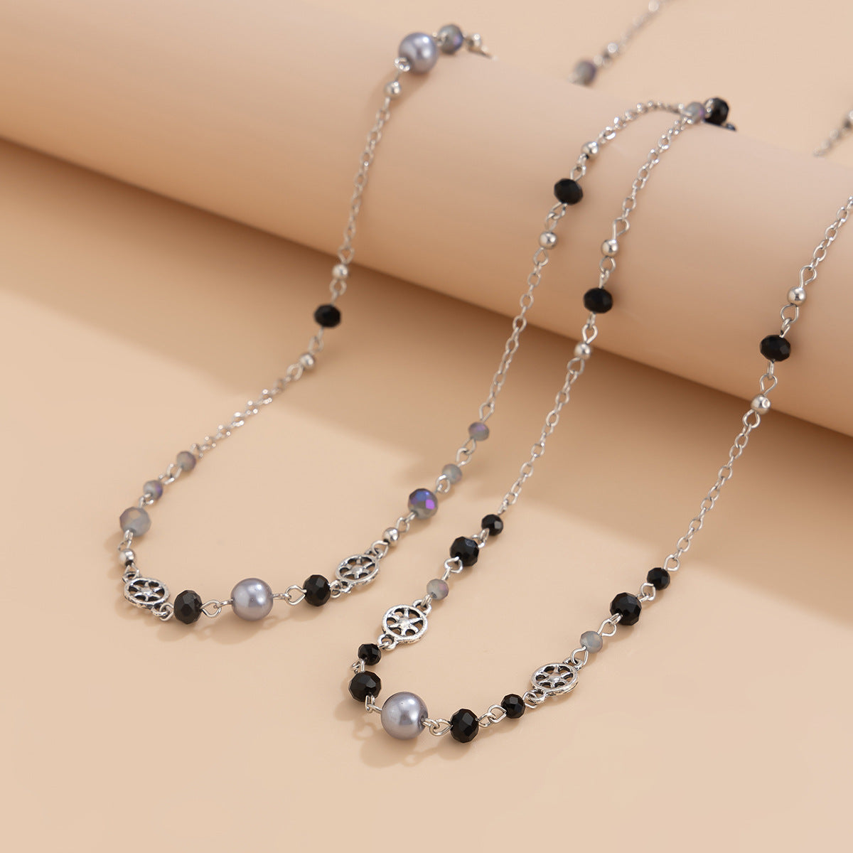 Ornament Style Stringed Pearls Long Design Necklaces