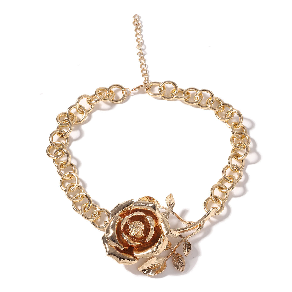 Fashion Creative Design Sense Three-dimensional Exaggerated Alloy Rose Necklaces
