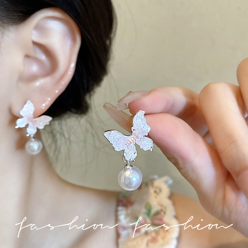 Butterfly Pearl Tassel Super Light Luxury Earrings