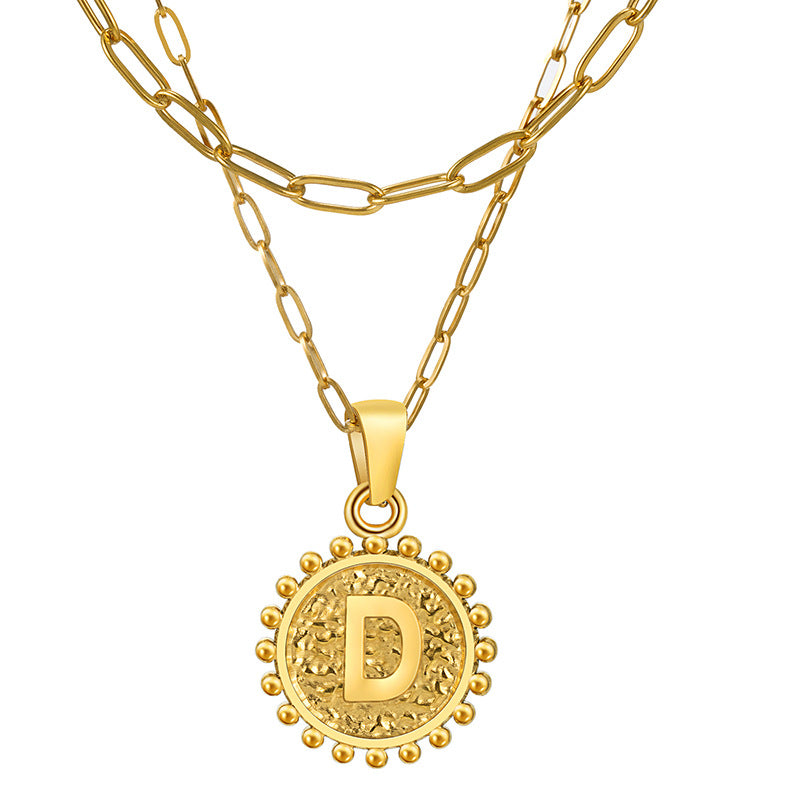 Women's Round Letter Double Layered Wear Popular Necklaces