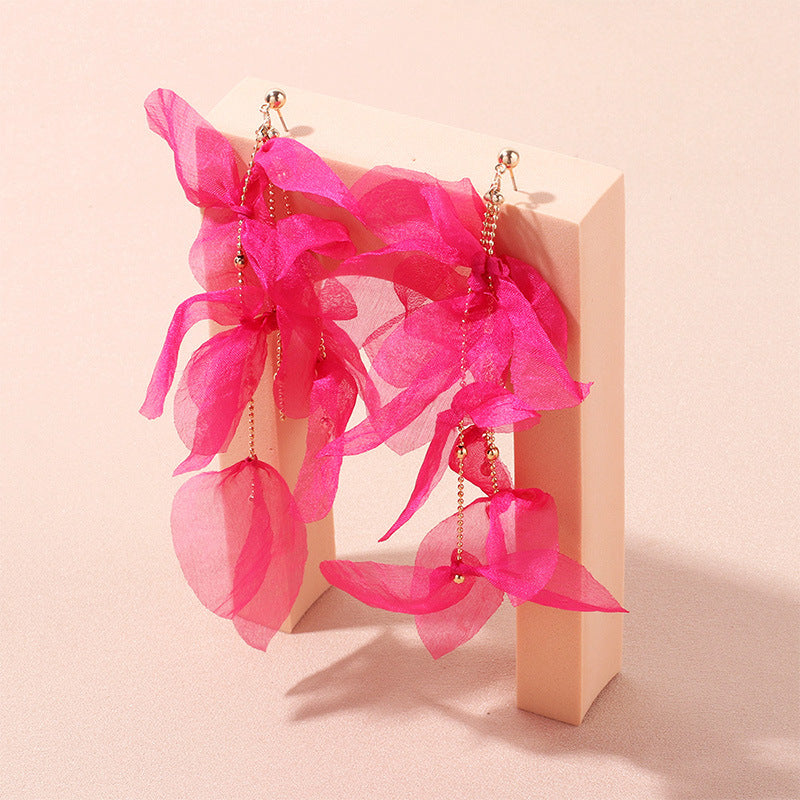 Women's Fabric Handmade Fashion Design Long Fairy Earrings