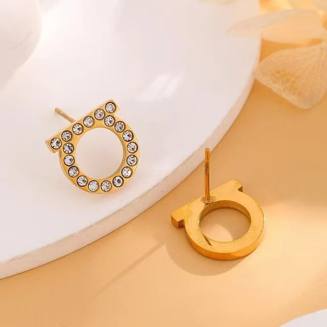 Stainless Steel Letter Light Luxury With Diamond Unisex Rings