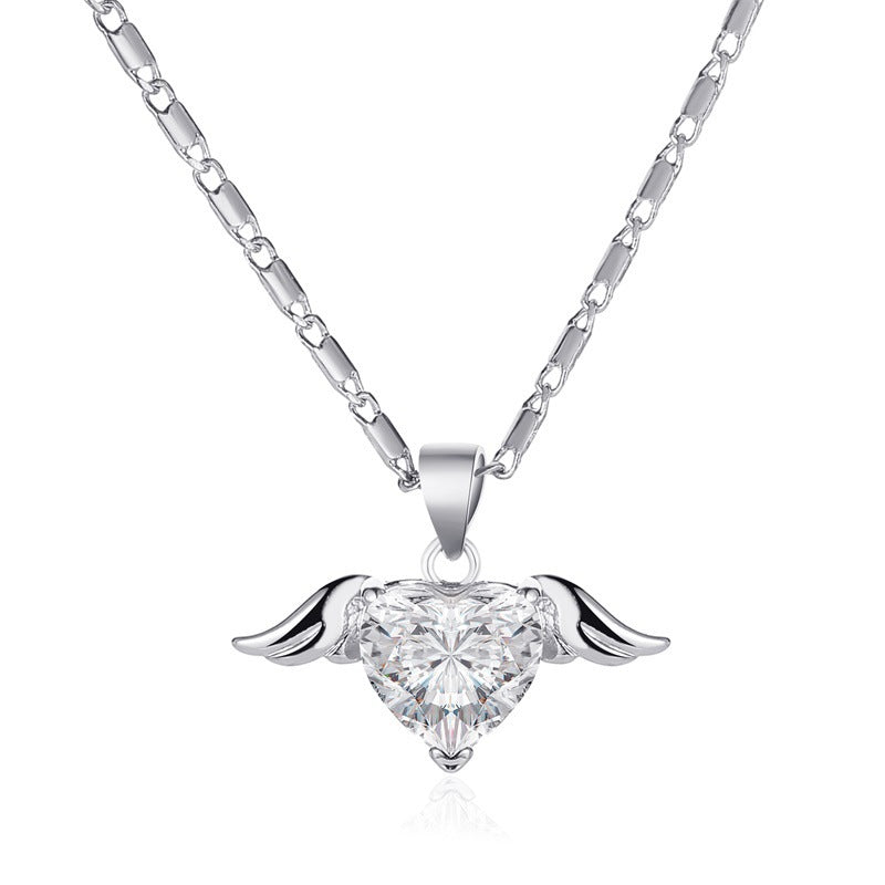 Heart Wings Female Cold Style Creative Design Heart-shaped Twin Necklaces