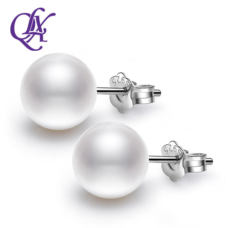Pearl Sier-plated Needle Shell Pearls Ladies Korean Stud Earrings