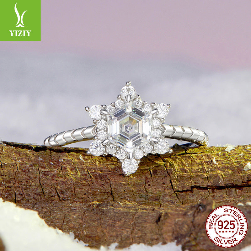 Women's Ice Flower Light Luxury High-grade Sterling Rings