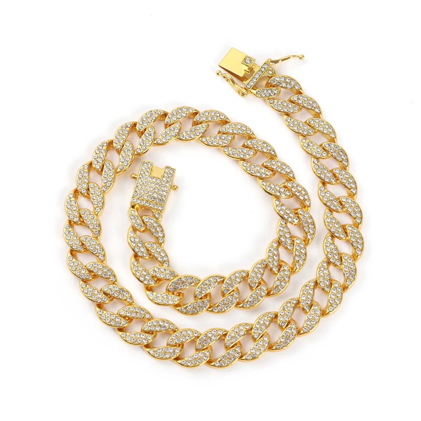 Women's & Men's Cuban Link Chain Ornament Alloy Diamond Necklaces