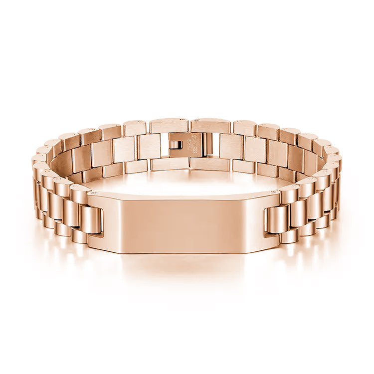 Fashion Gold-plated Stainless Steel Can Carve Writing Glossy Bracelet